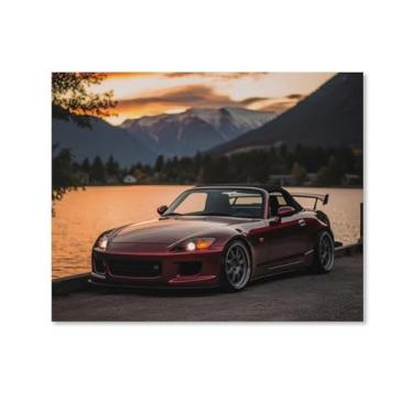 Imagem de HouLaiZhe S2000 Pôsteres de carro Jdm pôr do sol tela parede estética decoração de sala de parede impressões galeria sala decoração de parede para quarto sala de estar escritório 08 x 10 polegadas (20