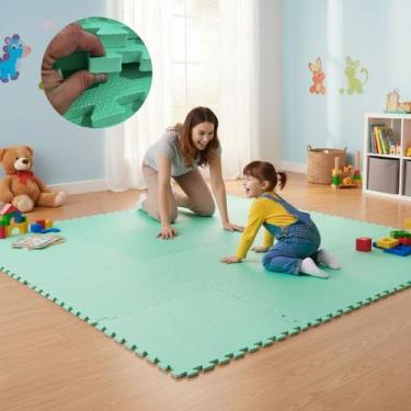 Imagem de Kit 10 Placas Tapete Tatame EVA 50x50cm 20mm 20 Bordas Emborrachado Ex