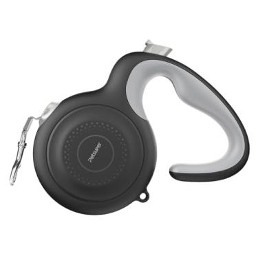 Imagem de Coleira retrátil AutoBrake para cães médios e grandes, coleira para cães sem emaranhamento de 360° e fita de nylon forte de 4,6 m, alça ergonômica confortável e leve (preto)