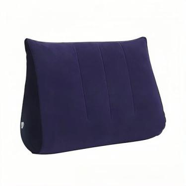 Imagem de Almofada de suporte lombar – versão inflável, oferecendo suporte para as costas, compacta e dobrável, adequada para assentos de carro, cadeiras de escritório, sofás, camas (azul marinho)
