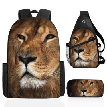 Imagem de Conjunto de mochilas escolares Lion, 3 unidades para ensino fundamenta