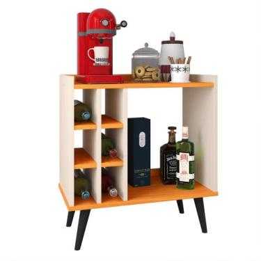 Imagem de Aparador Barzinho Retrô com Adega 6 Garrafas Cantinho Café Decoração S