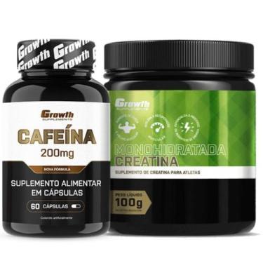 Imagem de Cafeina Pura 200mg 60 Caps + Creatina Pura 100g Growth