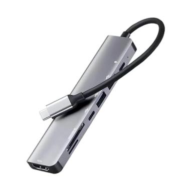 Imagem de Adaptador Hub 7 em 1 USB-C Premium com Saída HDMI 4K a 60Hz, 7 Portas, USB 3.0, Leitor de Cartão SD, Fonte de Alimentação Tipo C, Carregamento Rápido Multiportas