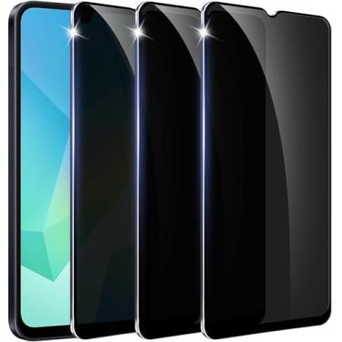 Imagem de Amleute 【Pacote com 3】 Protetor de tela de privacidade projetado para Samsung Galaxy A16/A26 5G 【Suporte para desbloqueio de impressões digitais】 Vidro temperado 9H, filme anti-espião compatível com