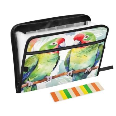 Imagem de Wassud Papagaios no ramo, 13 bolsos, organizador de arquivos sanfonados, pastas expansíveis com abas e adesivos, organizador de pastas de documentos de recibo de papel tamanho carta A4 para viagens de