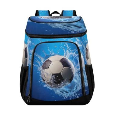 Imagem de Wassud Mochila térmica com bola de futebol em água, respingos, 36 latas à prova de vazamento, impermeável, bolsa térmica, acessórios de praia, viagem, acampamento, pesca, para mulheres e homens