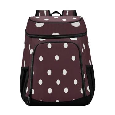 Imagem de STAYTOP Mochila térmica de bolinhas brancas com fundo de castanha, à prova de vazamento, 30 latas, lancheira para trabalho, praia, caminhadas, competições esportivas