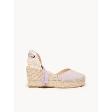 Imagem de Sandália Anabela Média Plataforma Romero Camurça Lilás - Alhamas, Lilá