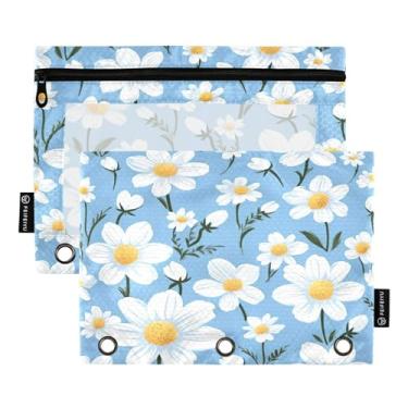 Imagem de Wassud Pacote com 2 pastas de fichário margarida branca com 3 furos, pasta organizadora de arquivos para casa, escritório