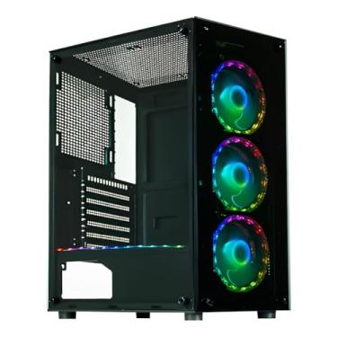 Imagem de Gabinete Gamer K-Mex Rítmico, Mid Tower, Lateral em Vidro, ATX, Com Fita LED, Sem Fonte, 3 Fan ARGB, Preto - CG-50C5