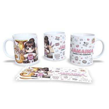 Imagem de Caneca Personalizada Amanda, Design Dorama, Anime Kawaii, Cerâmica Branca, com Ilustração de Personagem (J)