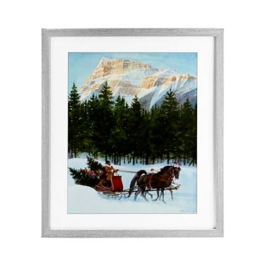 Imagem de Stupell Industries Impressão emoldurada cinza Sleigh Ride Carrying Trees Under Glass, design by Wind River Studios, 16 x 13