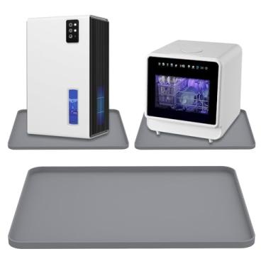 Imagem de QVEEQ Bandeja de gotejamento para desumidificador, 48 cm x 38 cm de silicone com borda elevada, bandeja de gotejamento de ar condicionado de silicone atualizada para evitar vazamento de água e