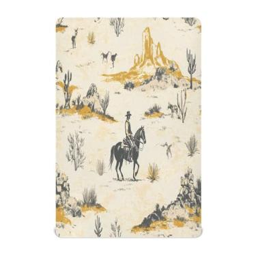 Imagem de STAYTOP Lençol de berço vintage caubói ocidental para meninos e meninas, lençol com elástico para berço padrão e colchão infantil, de microfibra supermacia, 52 × 28 × 9 pol