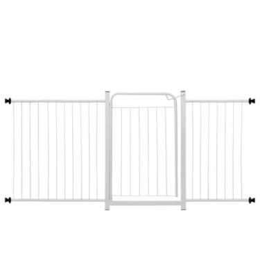 Imagem de Portão Para Cachorro Cercado Pet Criança Bebê Grade Proteção Portas Parede Segurança Vários Tamanhos (Branco, Portão com 2 ext. de 40cm e 1 de 20cm)