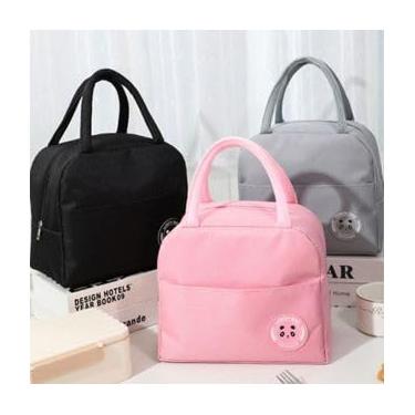 Imagem de Bolsa Térmica Portátil Impermeável, Tecido Oxford, 13 x 21 x 23 cm, 4 Litros, com Isolamento Térmico, para Marmita e Lancheira PRETA