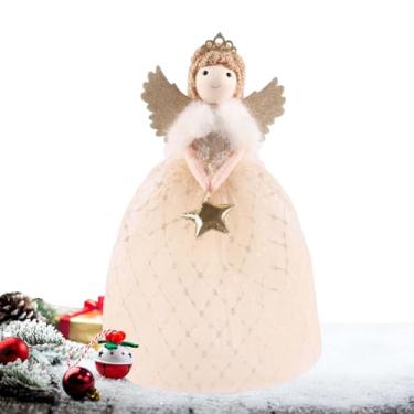 Imagem de Topo De Árvore De Natal,Decorações Natalícias Com Anjo E Estrela,Boneca Menina Enfeites De Topo De Árvore | Para Interior Quarto Sala Escritório Mesa Lareira Festa Jardim Quintal Pátio