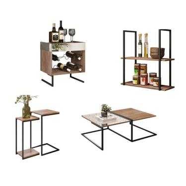 Imagem de Kit Prateleira Adega Mesa Lateral E Centro Aurora Demolição