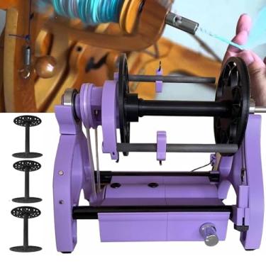 Imagem de Fiador De Lã EléTrico Compacto | MáQuina De Enrolamento EléTrico | Roda De Fiar Fios 12V, | Capacidade De Fibra De 4 OnçAs (120G) | Velocidade AjustáVel (800 Rpm) | Para Fiar E Tecer,Purple