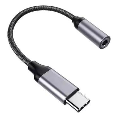Imagem de Adaptador USB-C para P2 Fêmea 3.5mm, Cabo Conversor Tipo-C para Entrada de Fone de Ouvido