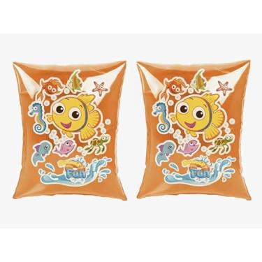 Imagem de Bóia Infantil Inflável Fundo do Mar Colorida Praia Verão Piscina Bebês Crianças (Laranja)