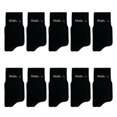 Imagem de Kit Meia Cano Curto Mash 10 Pares Algodão Esportiva, Preto, 39-43