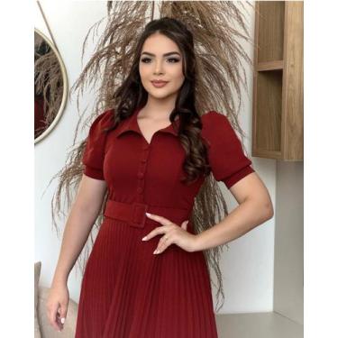 Imagem de Vestido Evangélico Feminino Gode Plissado Princessa Cinto Barato Ataca