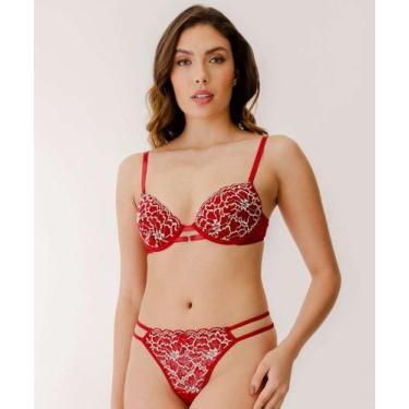 Imagem de Calcinha String Fio Dental Recorte Tule E Bordado Mari-48006 - MARISA,