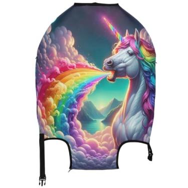 Imagem de Joisal Capas de bagagem para protetor de mala, unicórnio fofo, arco-íris, nuvens, acessórios de viagem, manga de viagem, Nuvem arco-íris de unicórnio fofo, L, Fits 26-28 Inch Case, Capa de mala