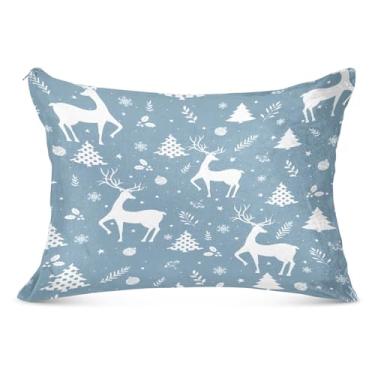 Imagem de Capa de almofada padrão com zíper macio de Natal 50 x 66 cm para outono e inverno