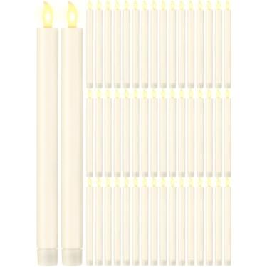 Imagem de Funtery 48 velas de LED sem chama, velas cintilantes operadas por bateria de 25,4 cm, para festas de casamento na igreja de Natal (marfim, estilo moderno)