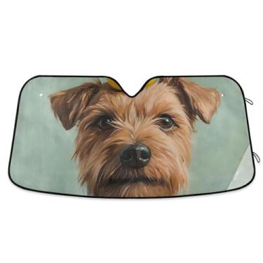 Imagem de Guarda-sol engraçado de pato de cachorro para para-brisa de carro persianas dobráveis de carro de caminhão para protetor de janela frontal retrátil S, 134,6 cm x 59,7 cm