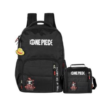 Imagem de Kit One Piece Mochila Costas + Lancheira Térmica Anime - Luxcel, preto