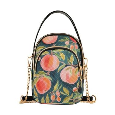 Imagem de Bolsa tiracolo feminina Christmas Cookie pequena, transversal com alça, bolsas transversais elegantes para viagens, Pêssegos pintados à mão - 2, One Size
