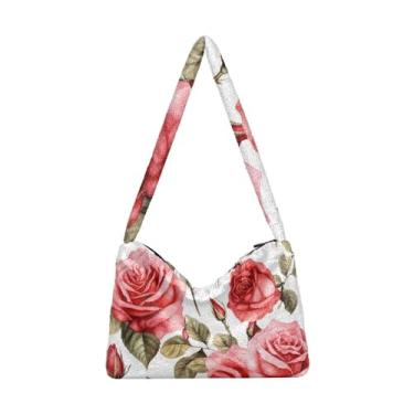 Imagem de GAIGEO Bolsas de ombro femininas pretas com espectro branco de Halloween, bolsa feminina, bolsas de outono, Rosas vintage em branco - 1, One Size
