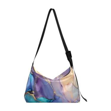 Imagem de Tulipas em verde com folhas, bolsa de couro com alça, bolsa tiracolo de couro, bolsa tiracolo feminina, Tinta marrom claro e azul, One Size