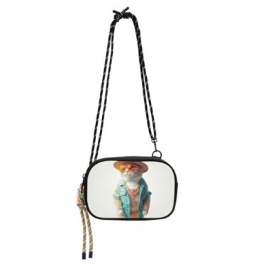 Imagem de TSENQUE Pequena bolsa transversal feminina carteira para celular mini gato fofo vestido animal bolsas de ombro bolsas de ombro