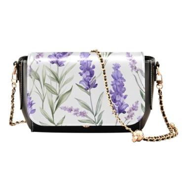 Imagem de GAIGEO Bolsa tiracolo Watercolorn Peaches Flapover, bolsas de ombro femininas tamanho médio, Floral lavanda para impressão em branco-3, One Size