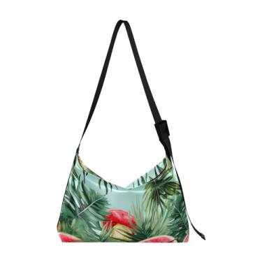 Imagem de Bolsa transversal Hobo Nautical with a Lighthouse and Sea Shells, bolsa transversal de couro grande, bolsa de couro masculina, Melancia e banana com folhas de palmeira-6, One Size