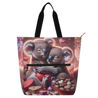 Imagem de GAIGEO Koalas Bolsa de Chocolate para Dia dos Namorados para Mulheres e Crianças com Zíper Livro Escolar Trabalho Viagem Estampa Floral