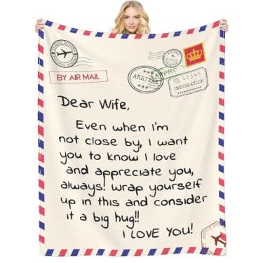 Imagem de Cobertor de presente para esposa, presentes de aniversário para esposa, presentes para a esposa, dia das mães, Natal, dia dos namorados, cobertor de flanela macia para cama e esposa (152 x 203 cm)