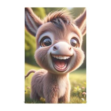 Imagem de Joisal Conjunto de toalha de prato de cozinha fofo burro sorridente decorativo bonito toalha de chá panos de prato panos de prato macios absorventes 45 x 71 cm, pacote com 4