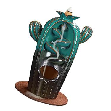 Imagem de Generic Suporte de Incenso Em Cerâmica Cascata, Decoração Requintada de Cacto, Ambiente Exclusivo para Quarto, Estudo, Sala de Meditação, Azul