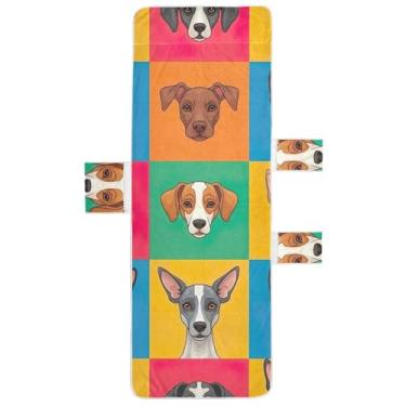 Imagem de Capa de espreguiçadeira colorida com estampa de cães toalha de cadeira de praia piscina espreguiçadeira de piscina engraçada 85 x 76 centímetros