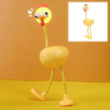 Imagem de DMXGJD Luz noturna divertida de galinha de forma mutável 2026, mini luz noturna de frango articulável, 3 níveis ajustáveis, adequada para decoração de Natal de quarto e escritório (amarelo)