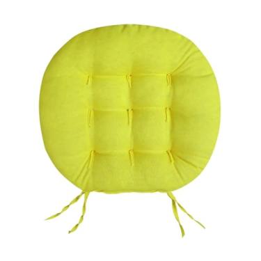 Imagem de Almofada Futon Redonda para Assento de Cadeira 40x40 cm com 9 Furos – Almofada Decorativa Espessa para Sala Quarto e Escritório (Verde Limão)