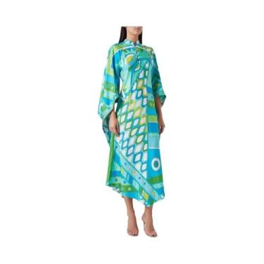 Imagem de Vestido Feminino Elegante De Manga Longa Com Botões E Gola Alta Para F