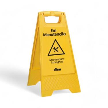 Imagem de Placa Sinalizadora Dobrável "Em Manutenção" Amarela - Segurança e Avis