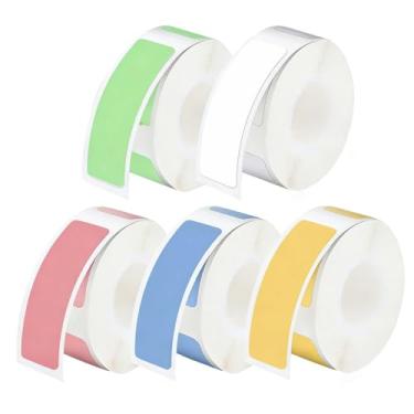 Imagem de Etiquetas adesivas térmicas de 12 × 40 mm, comumente usadas para casa, compras e etiquetagem de livros, compatíveis com impressoras térmicas - etiquetas adesivas autoadesivas (5 rolos | 5 cores)